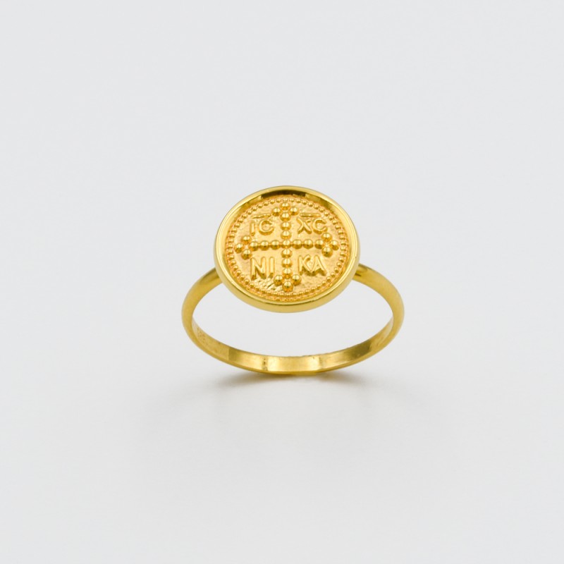 Χρυσό Κ14 δακτυλίδι με κωσταντινάτο 94932