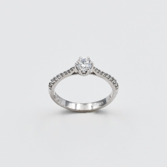 Λευκόχρυσο δακτυλίδι Κ14 με ζιργκόν 111043