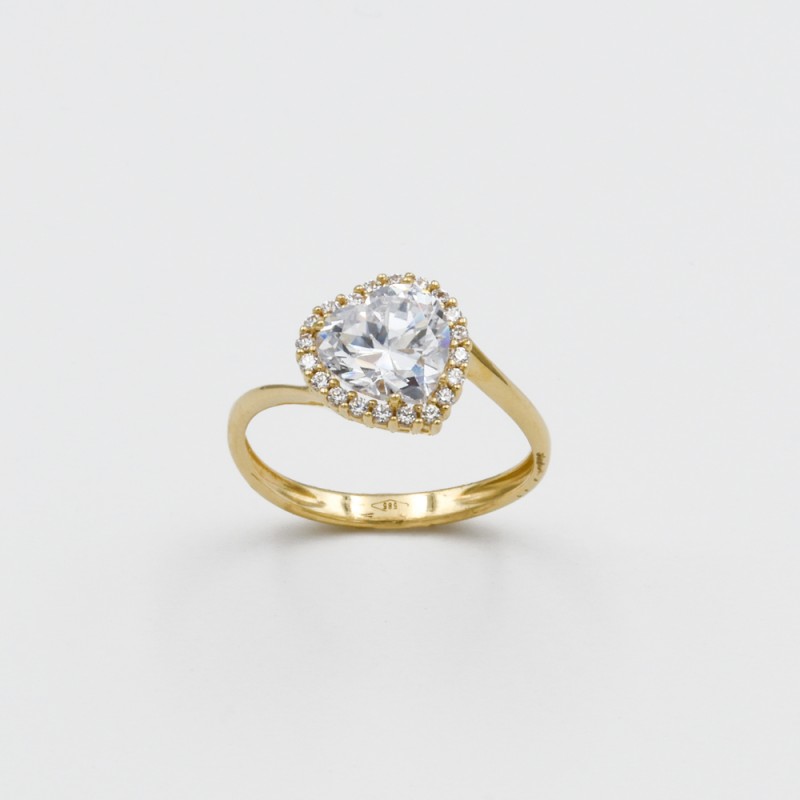 Χρυσό δακτυλίδι με Ζιργκόν σε σχήμα καρδιάς 97854
