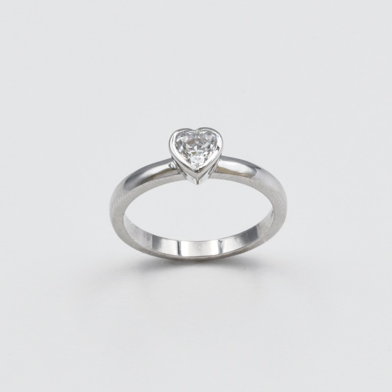 Λευκόχρυσο δακτυλίδι με ζιργκόν σε σχήμα καρδιάς 99963