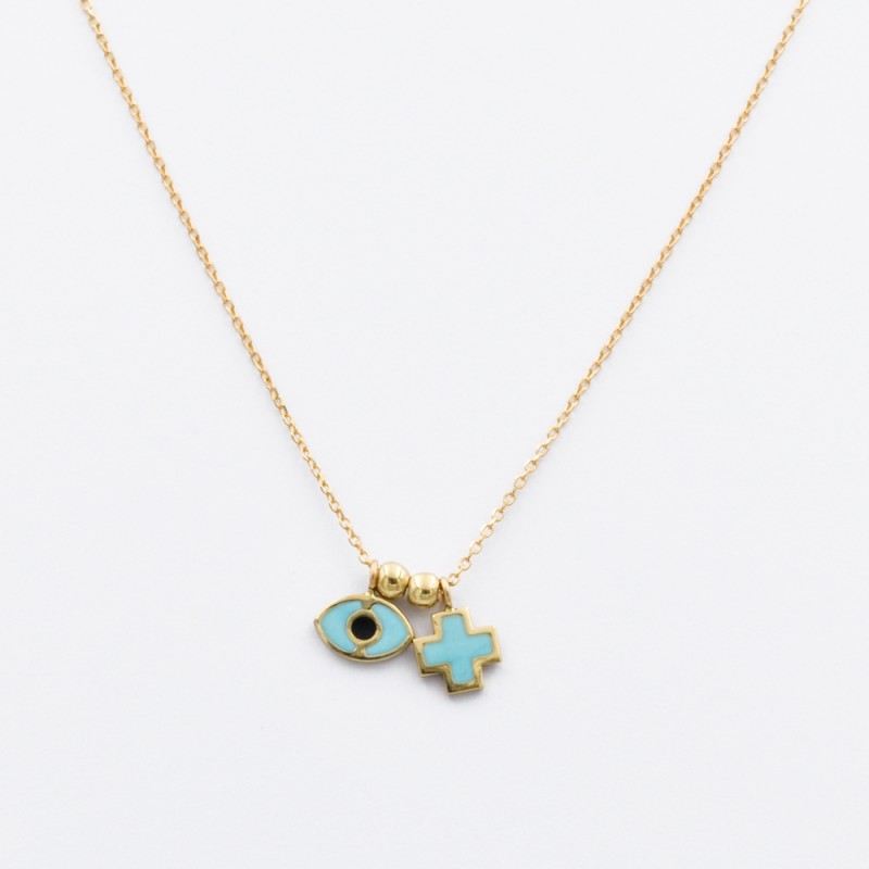 Gold K14 Necklace with enamel 100843